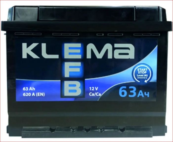 Аккумулятор Klema EFB 6CT-63-0 63 Ah/620A R+ 0